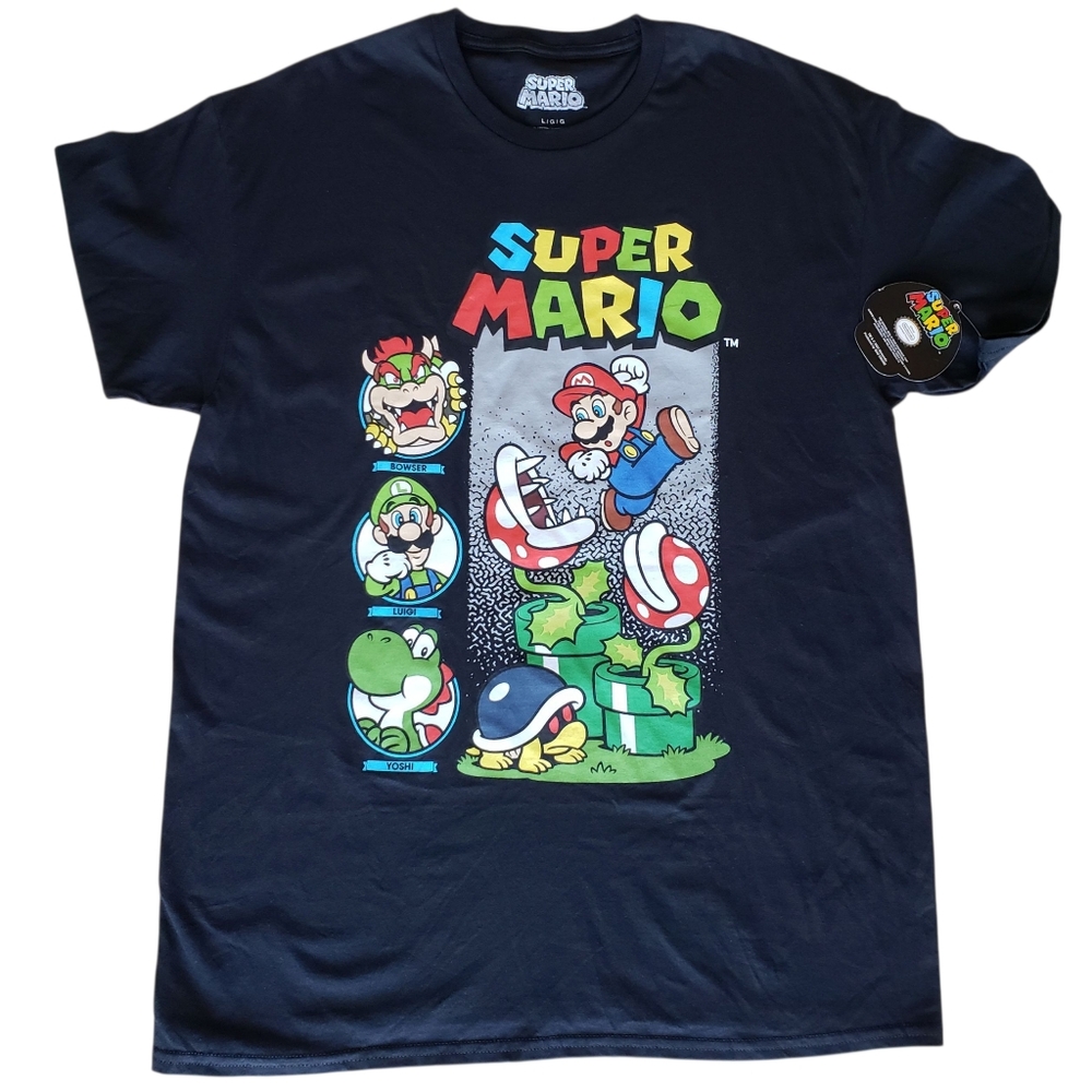 Super Mario Graphic T-Shirt Mens L Unisex Official Nintendo Licensed 100% Cotton